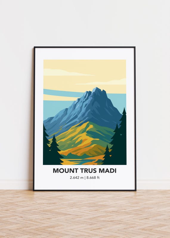 Mount Trus Madi Print Modern Minimalist Mountain Art Poster