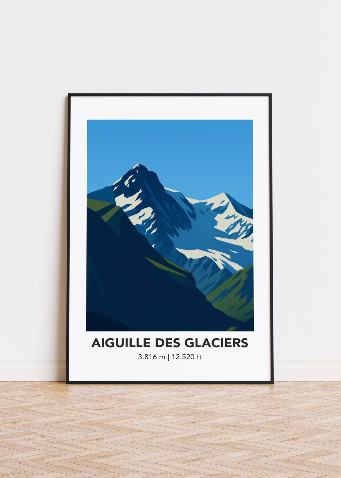 Aiguille Des Glaciers Mountain Art Print Modern Minimalist Poster