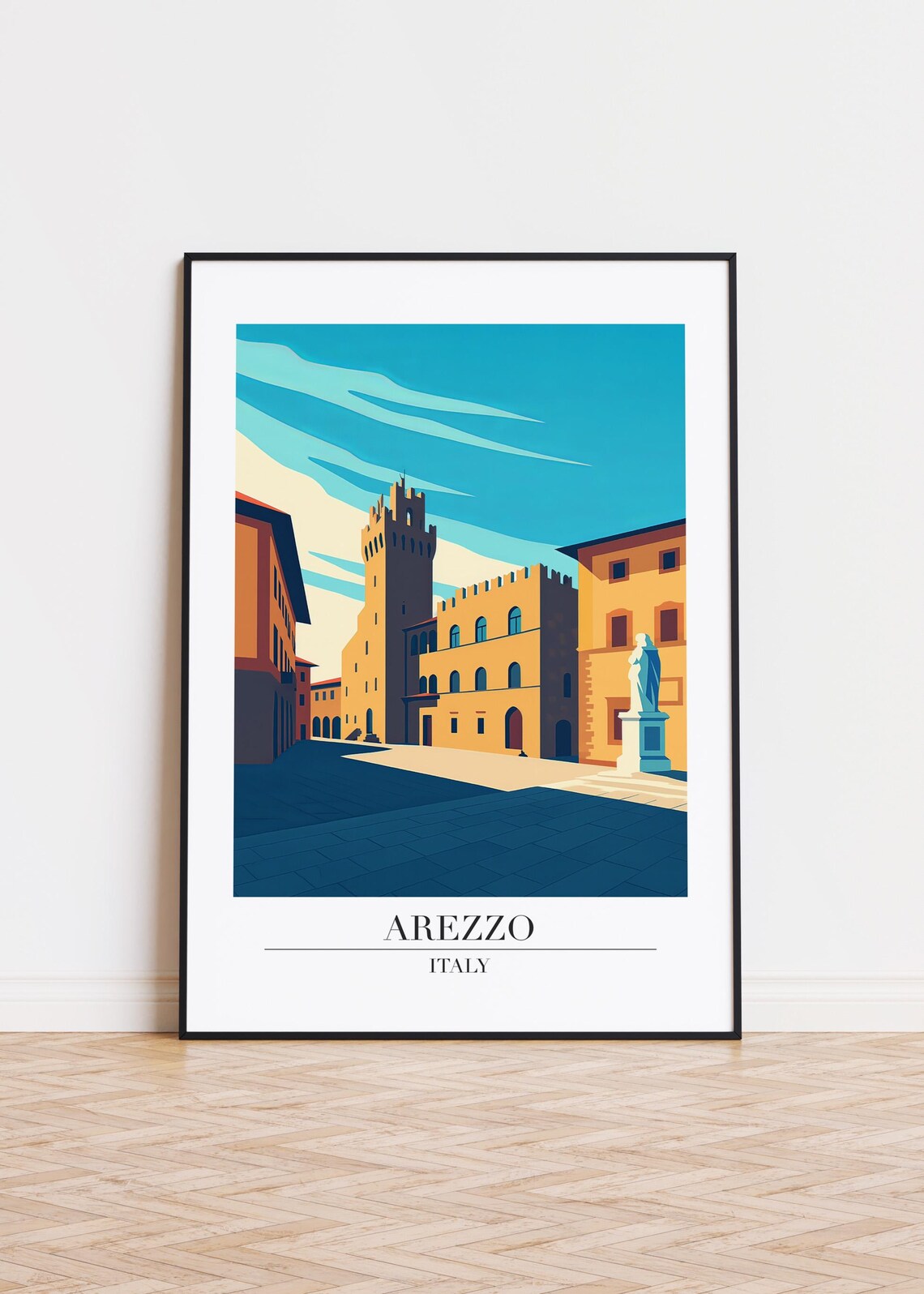 Arezzo Italy Modern City Illustration, Poster Print