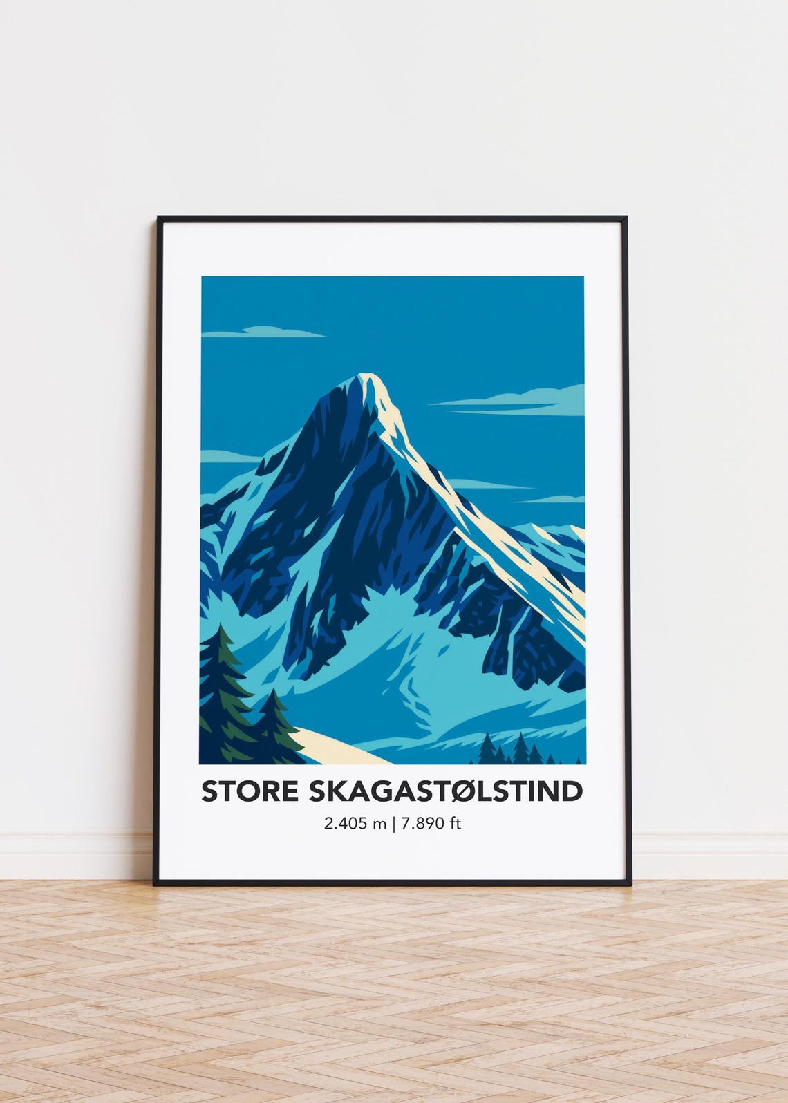 Skagastlstind Mountain Print Modern Minimalist Art Poster