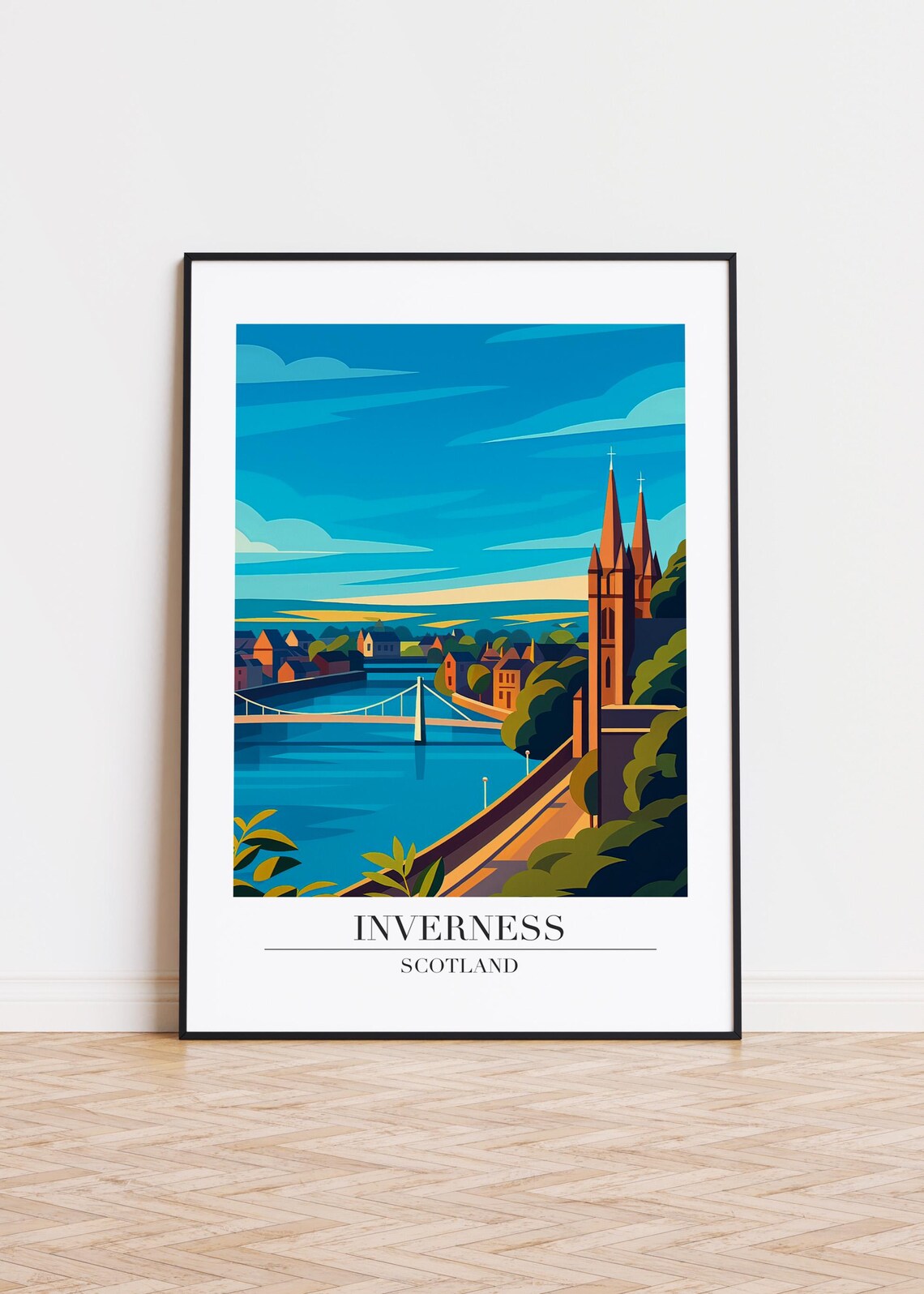 Inverness Scotland Modern City Illustration Poster