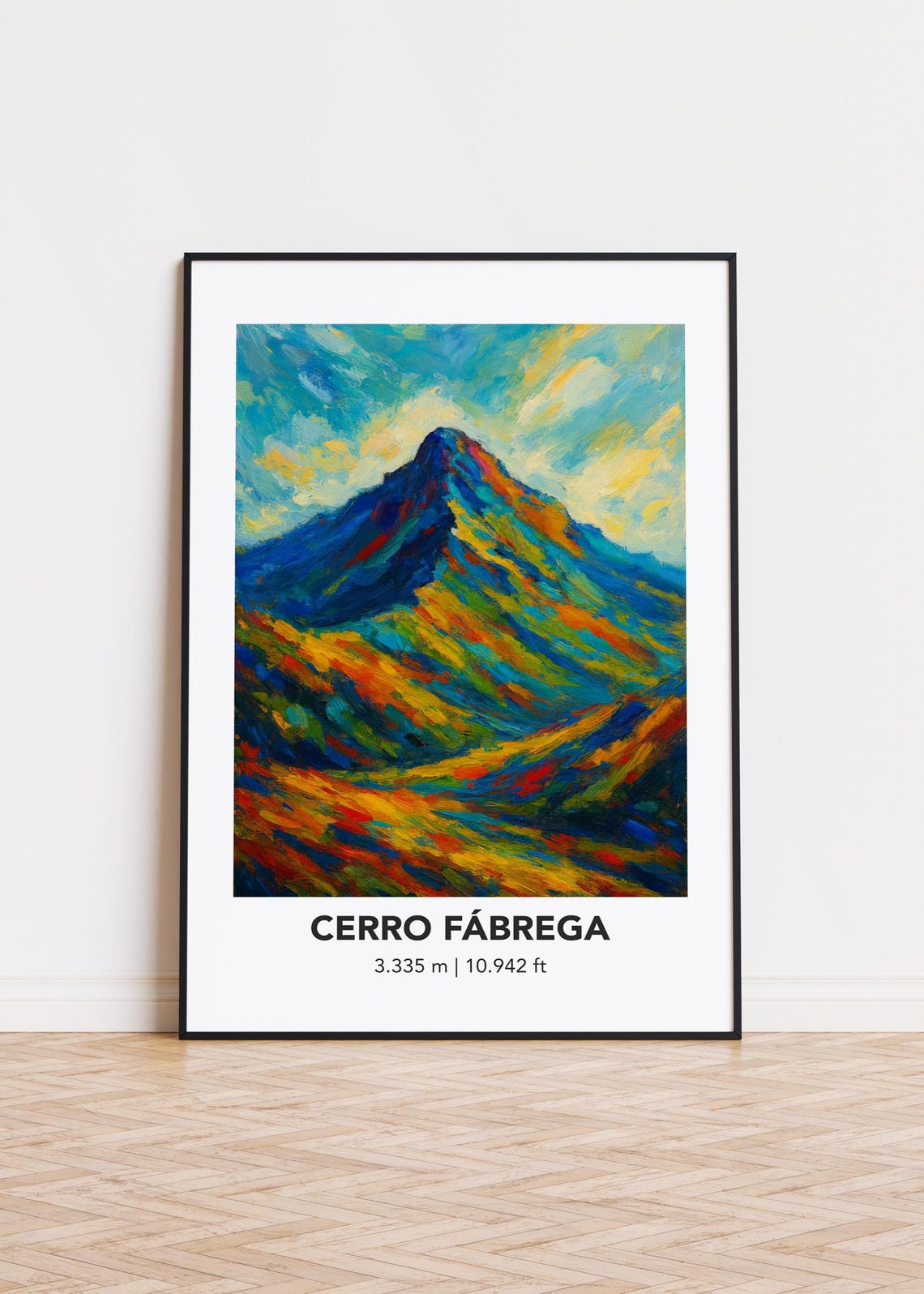 Cerro Fabrega Colorful Mountain Modern Oil Painting Style Poster