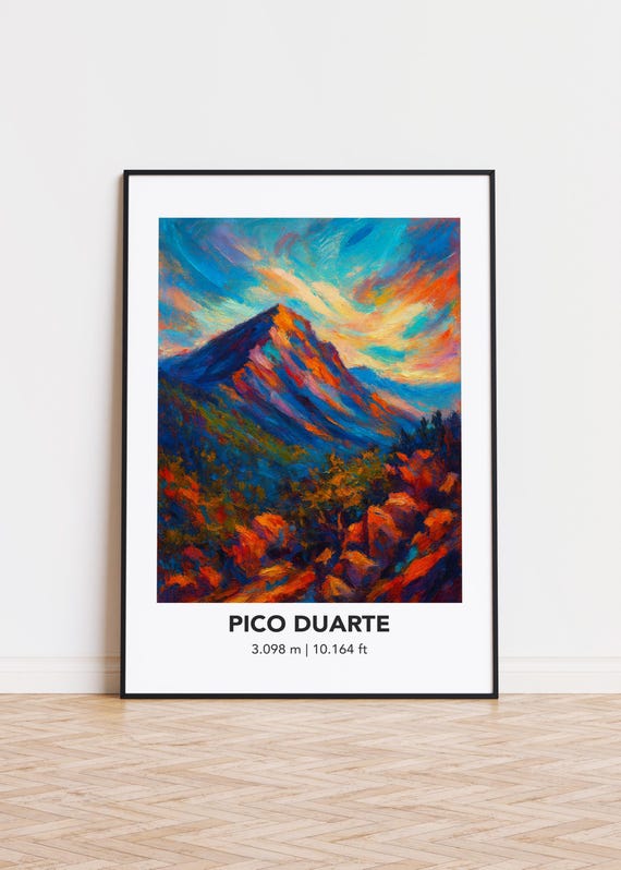 Pico Duarte Mountain Art Print Modern Oil Painting Style Poster