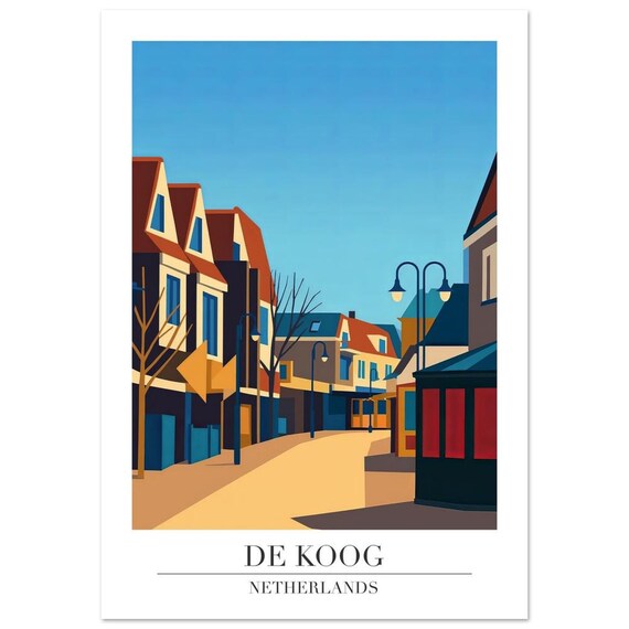 De Koog Netherlands Travel Poster Charming Village Street Decor Art