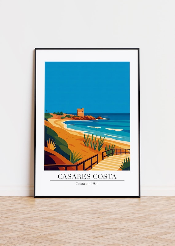 Casares Costa Costa del Sol Retro Beach Cove Watchtower Travel Poster