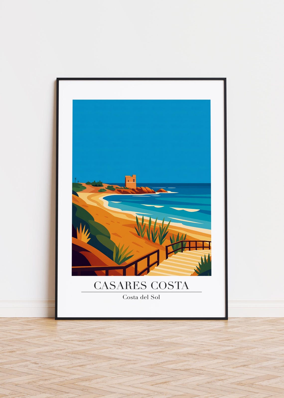 Casares Costa Costa del Sol Retro Beach Cove Watchtower Travel Poster