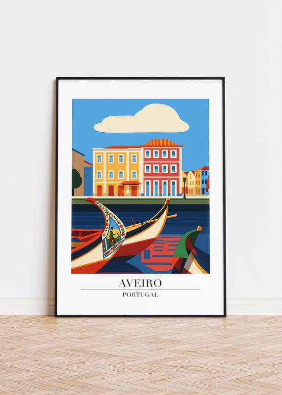 Aveiro Portugal Poster Cityscape Illustration Art Print