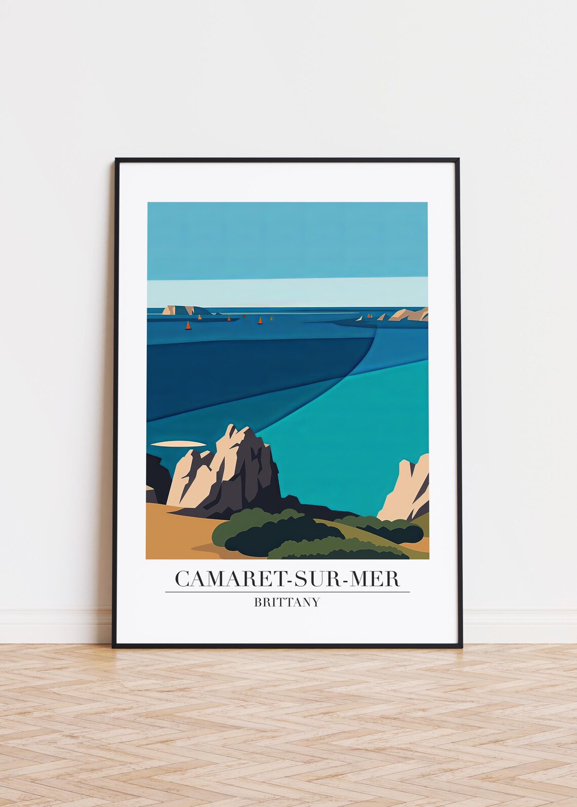 Camaret-sur-Mer Brittany France Rocky Cliffs Sea Travel Poster
