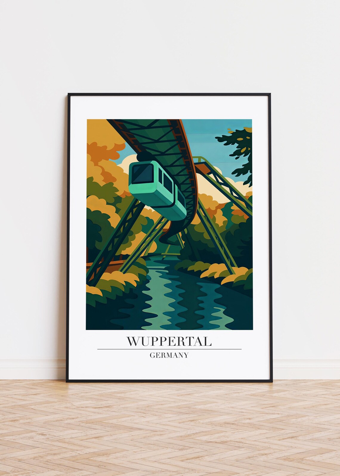 Wuppertal Germany Travel Poster, City Illustration
