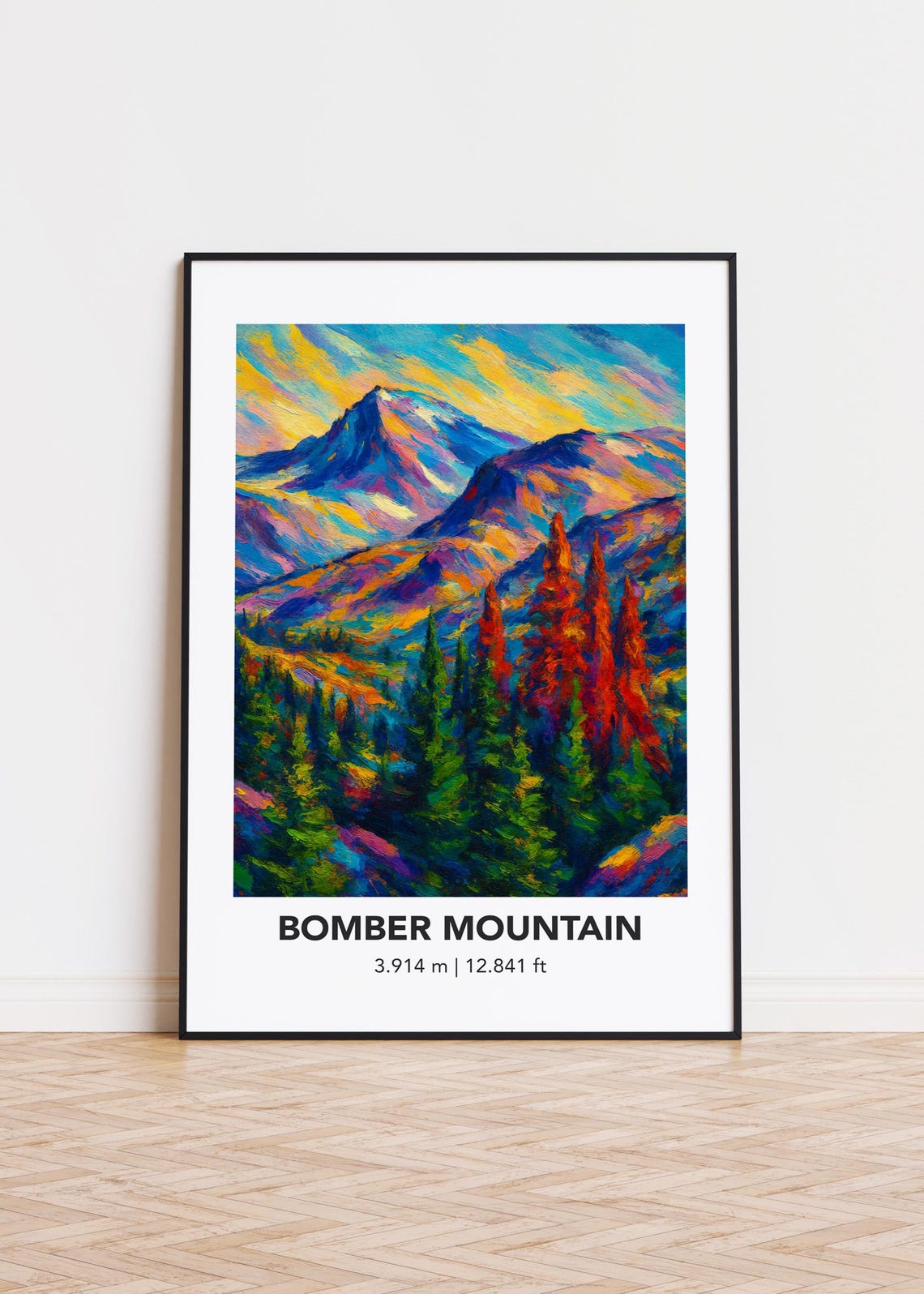 Bomber Mountain Colorful Peak Forest Oil Painting Modern Poster