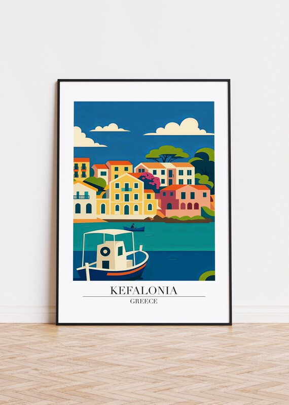Kefalonia Greece Modern Travel Poster