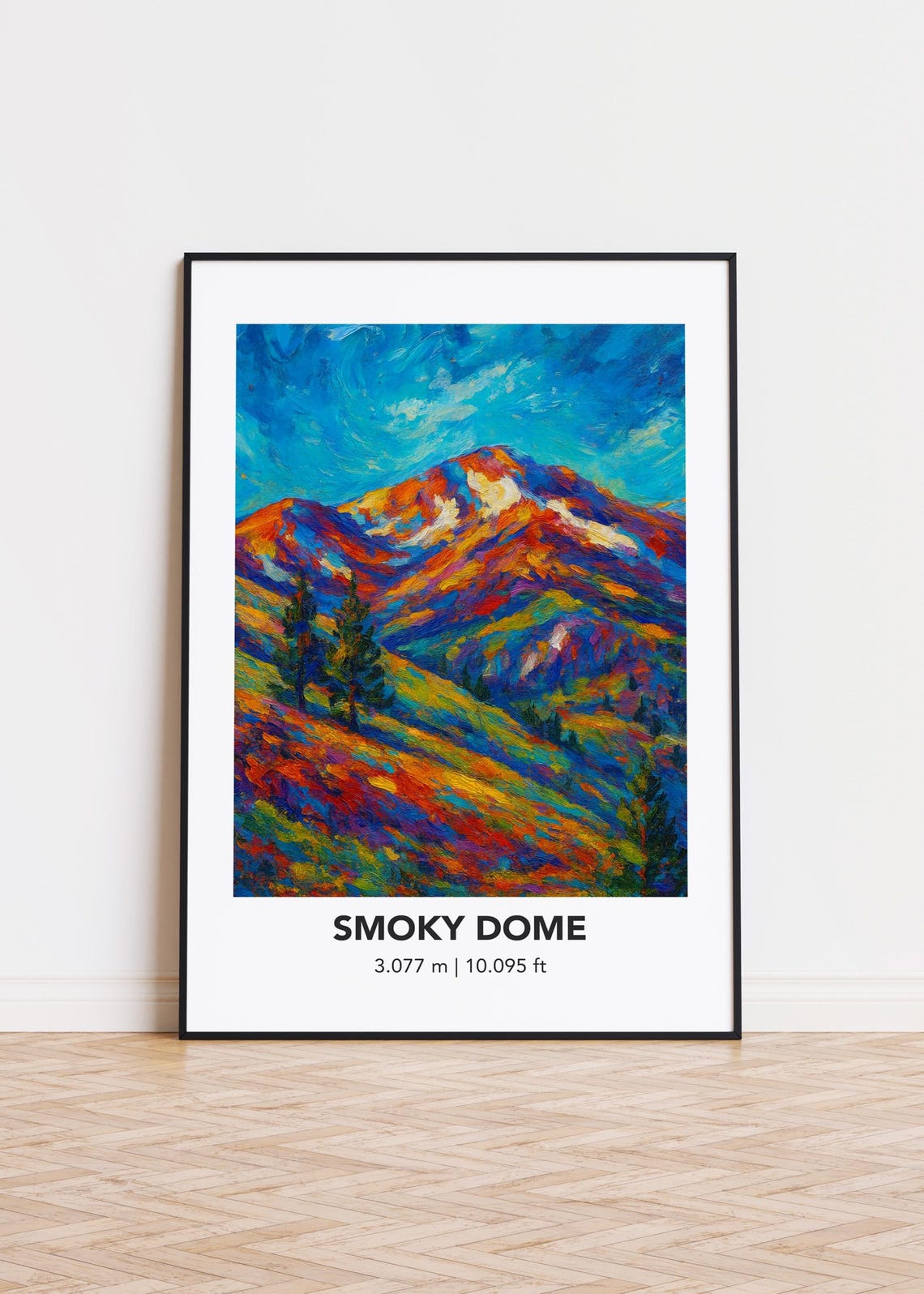 Smoky Dome Colorful Mountain Valley Oil Painting Style Poster