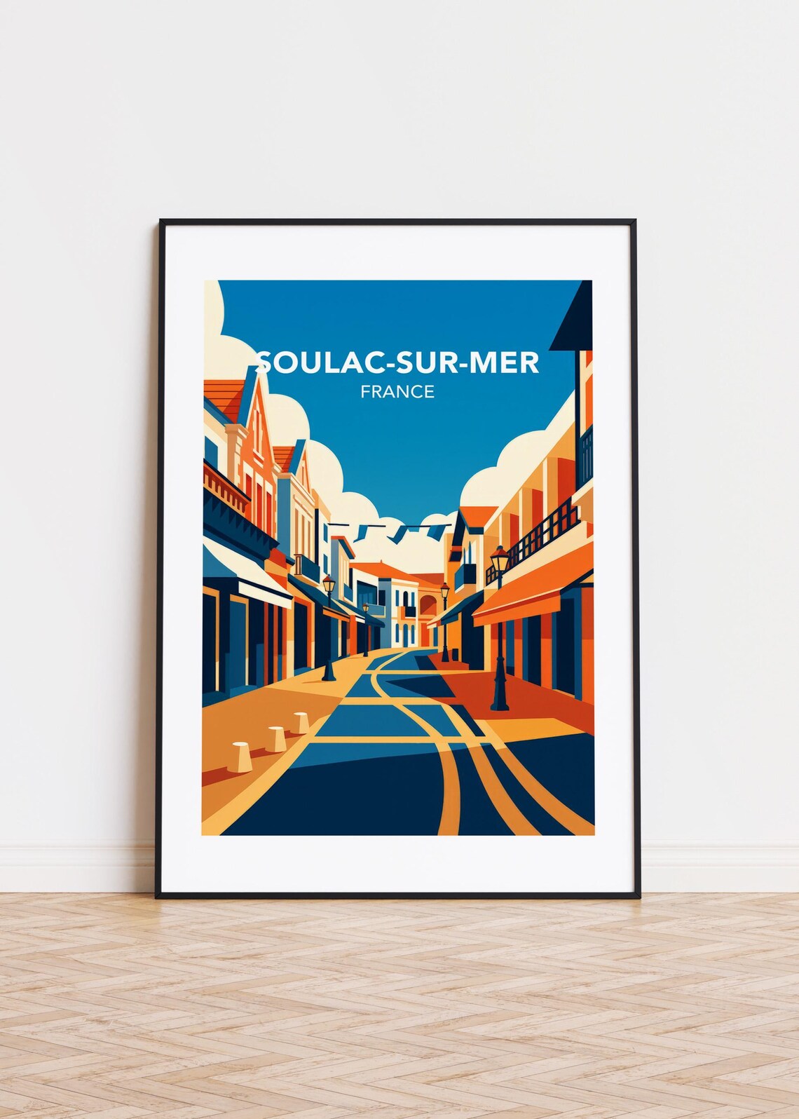 Soulac Sur Mer France Coastal Street Scene Modern Travel Poster