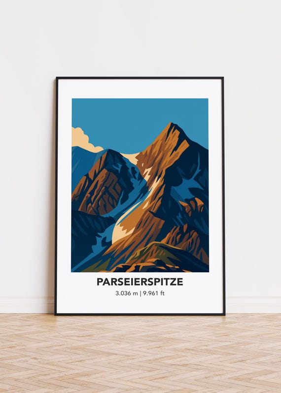 Parseierspitze Mountain Art Print Minimalist Silhouette Poster