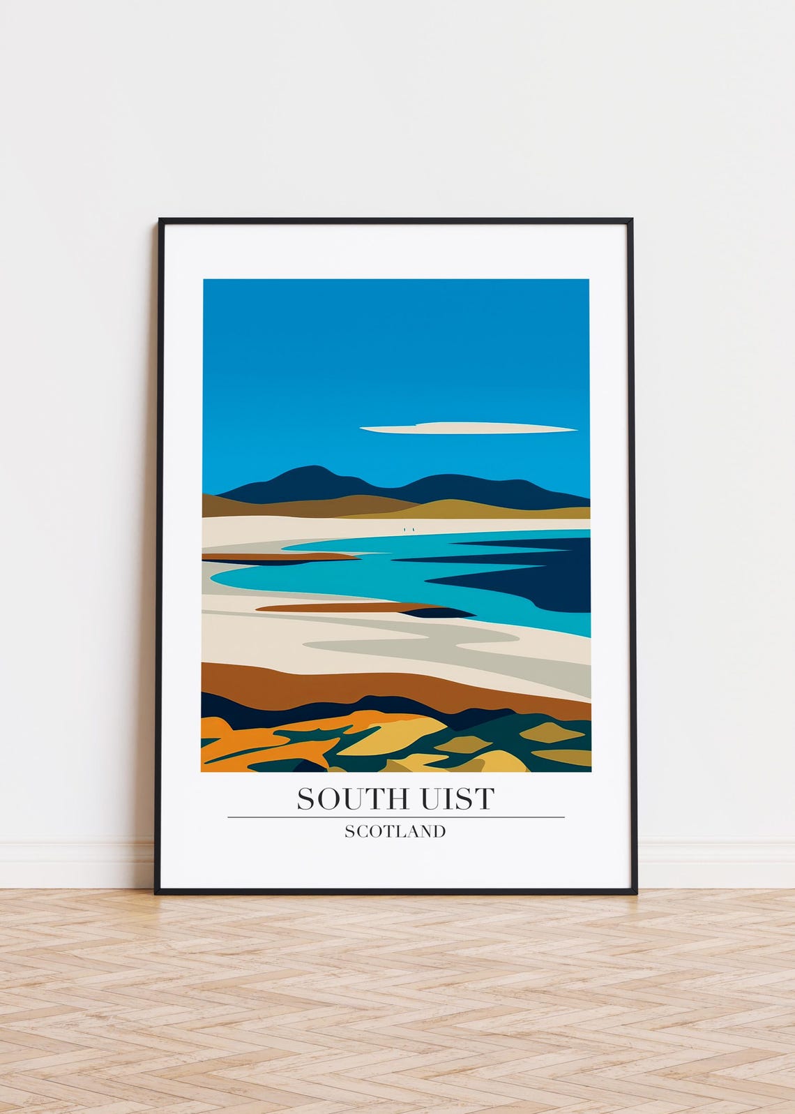South Uist Scotland Golden Beach Abstract Coastline Travel Poster