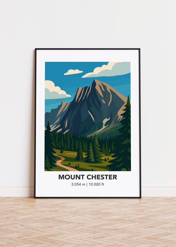 Mount Chester Illustration Art Print Mountain Silhouette Poster