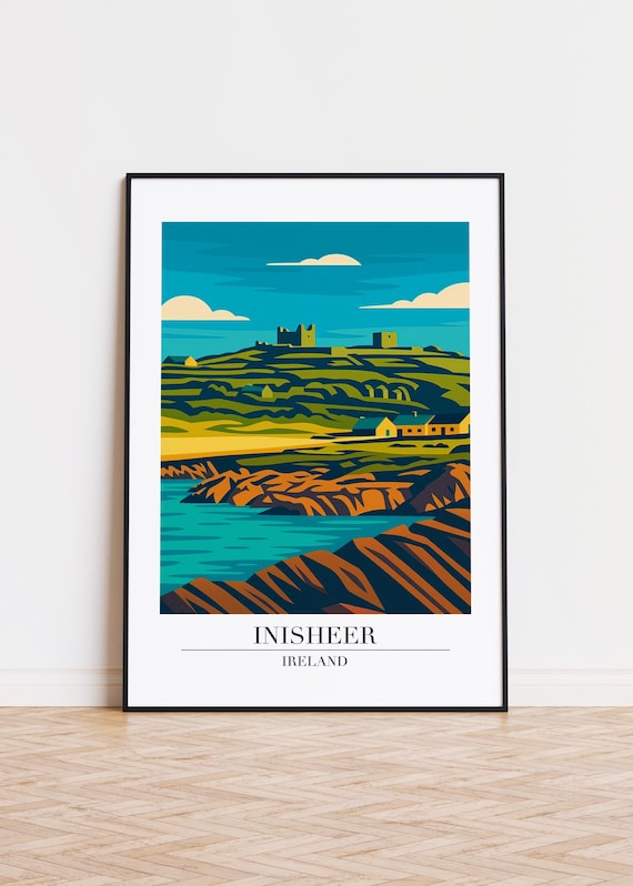 Inisheer Ireland Poster Modern Travel Illustration Art