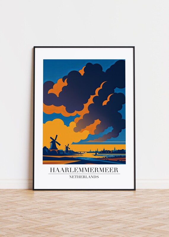 Haarlemmermeer Netherlands Poster Print, Modern City Illustration