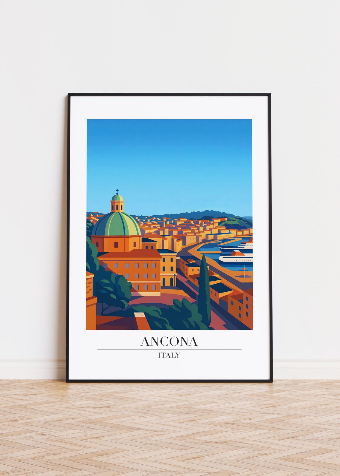 Ancona Italy Poster, Modern City Illustration