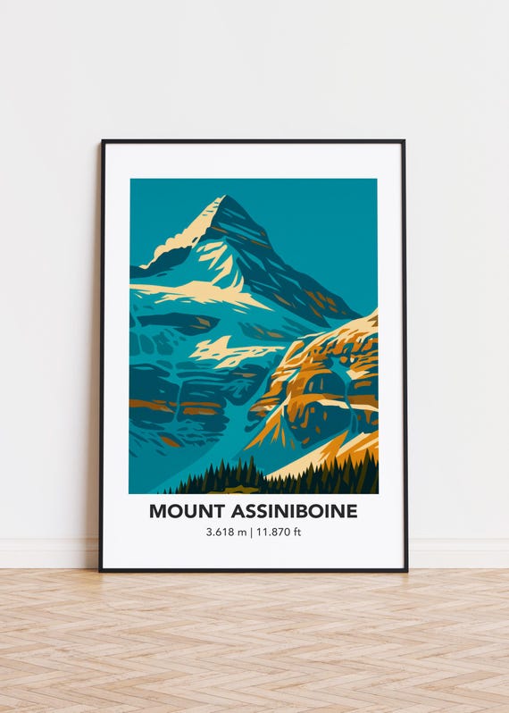 Mount Assiniboine Art Print Mountain Illustration Poster