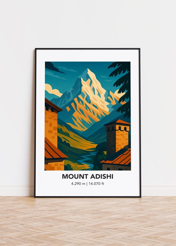 Mount Adishi Illustration Art Print Modern Mountain Poster