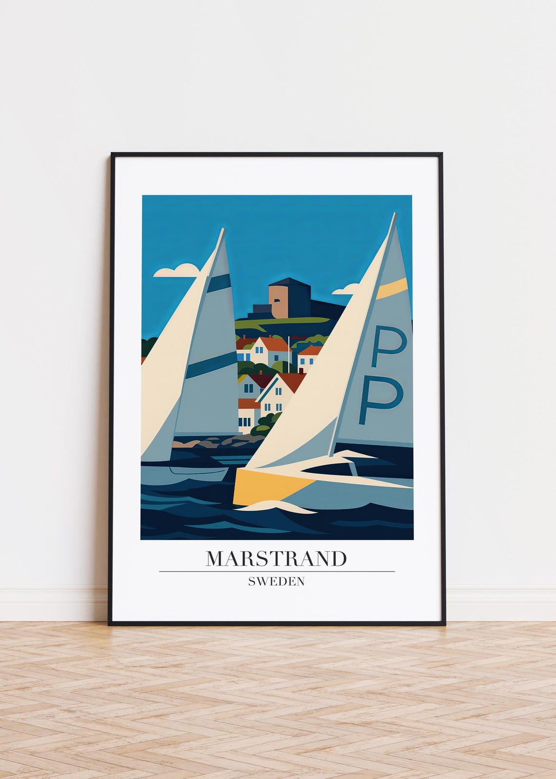 Marstrand Sweden Sailing Regatta Boats Vintage Travel Poster