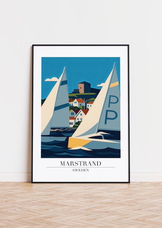 Marstrand Sweden Sailing Regatta Boats Vintage Travel Poster