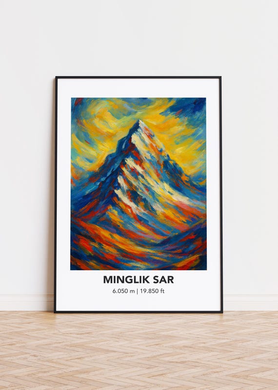 Minglik Sar Poster Mountain Print Modern Oil Painting Style Art