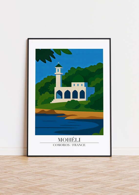 Mohli Illustration Art Print Comoros France Poster