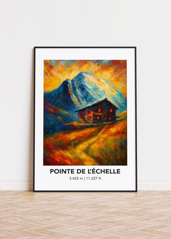 Pointe De Lchelle Mountain Art Poster Modern Oil Painting Style Print