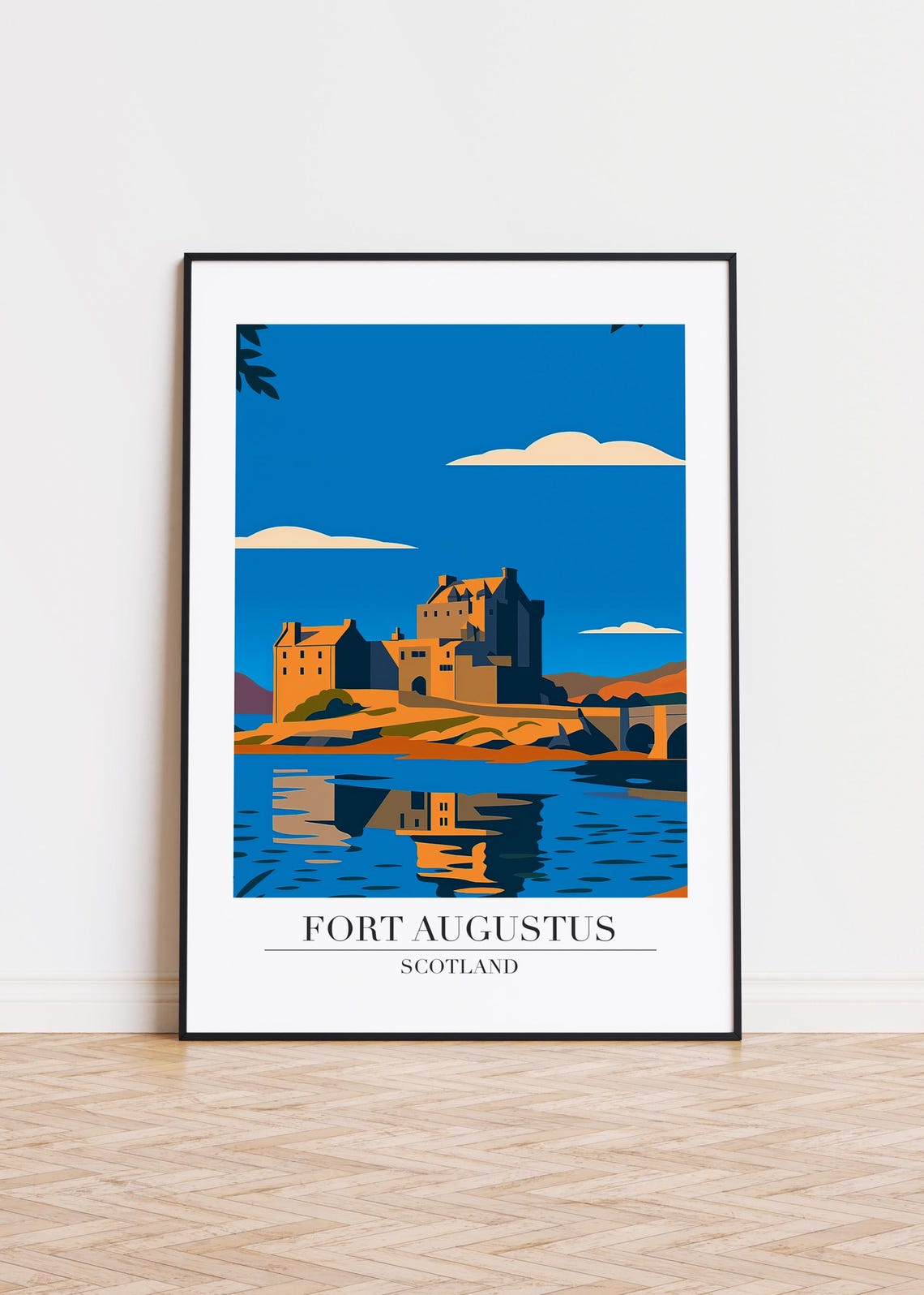 Fort Augustus Scotland Castle Loch Reflections Travel Art Poster