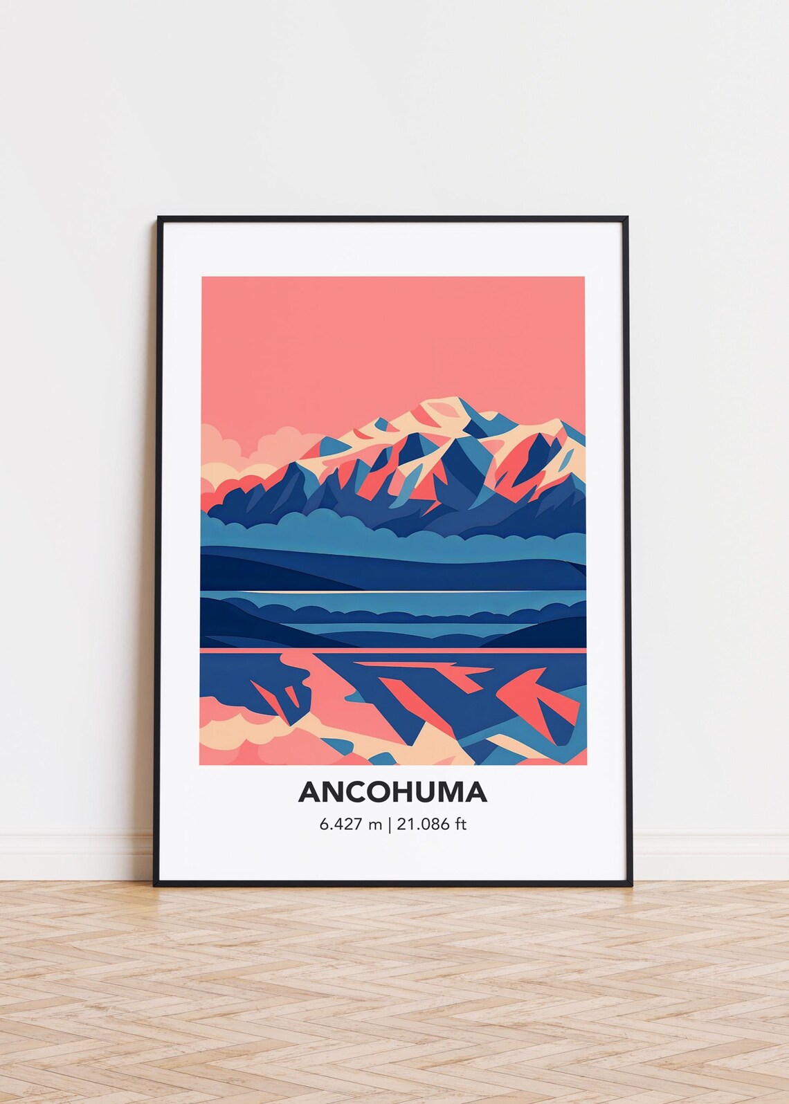 Ancohuma Mountain Art Print Modern Minimalist Poster