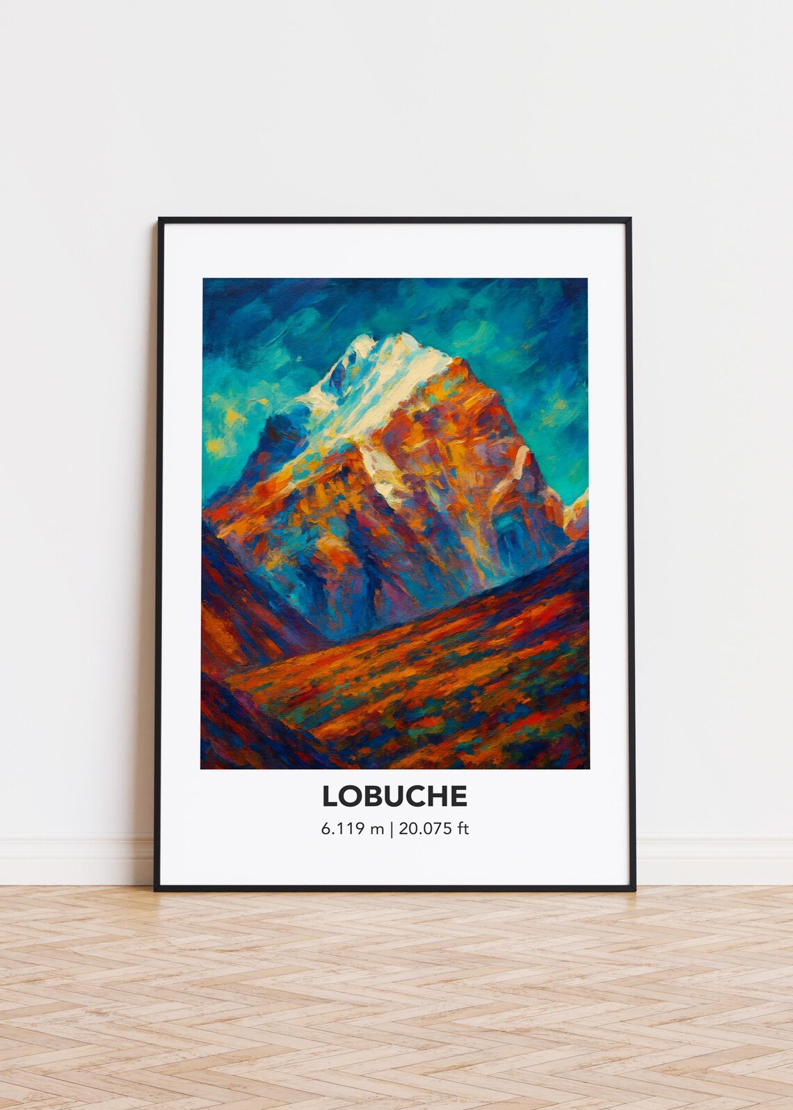 Lobuche Mountain Modern Oil Painting Art Print