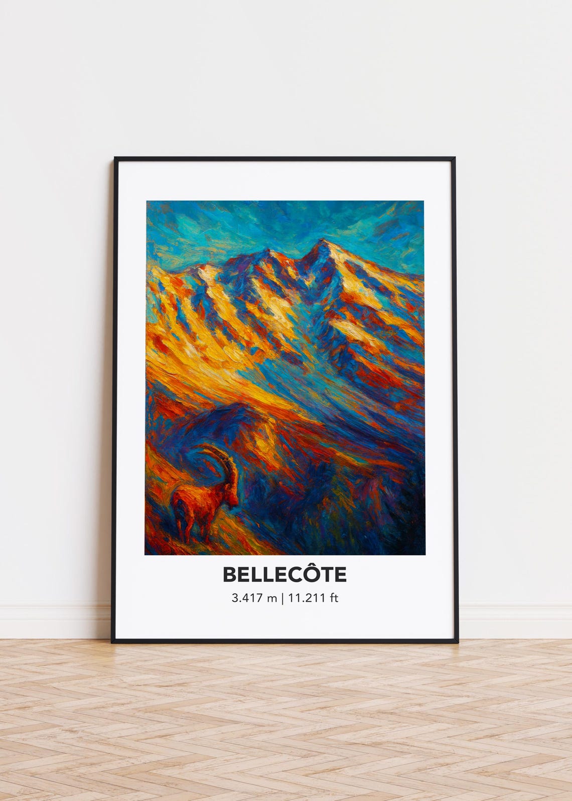 Bellecôte Ibex Alpine Summit Vivid Oil Painting Mountain Poster