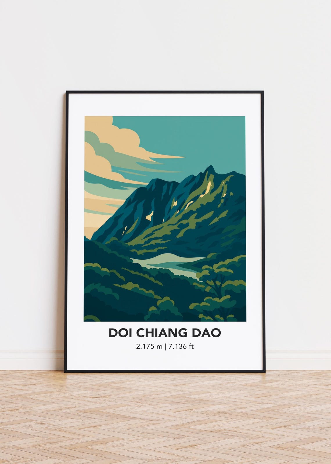 Doi Chiang Dao Mountain Print Modern Minimalist Art Poster