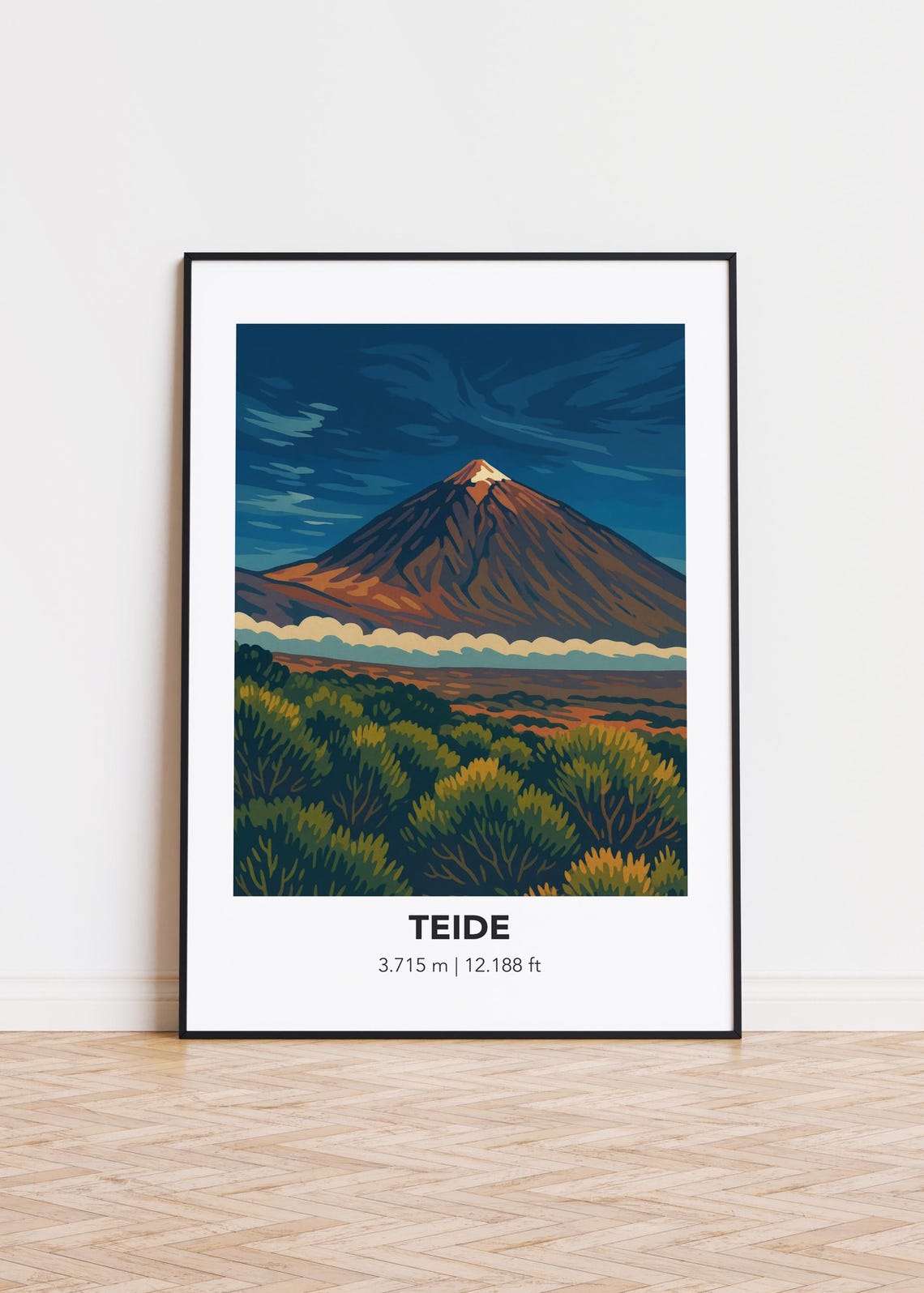Teide Volcano Tenerife Island Peak Illustrated Landscape Travel Poster