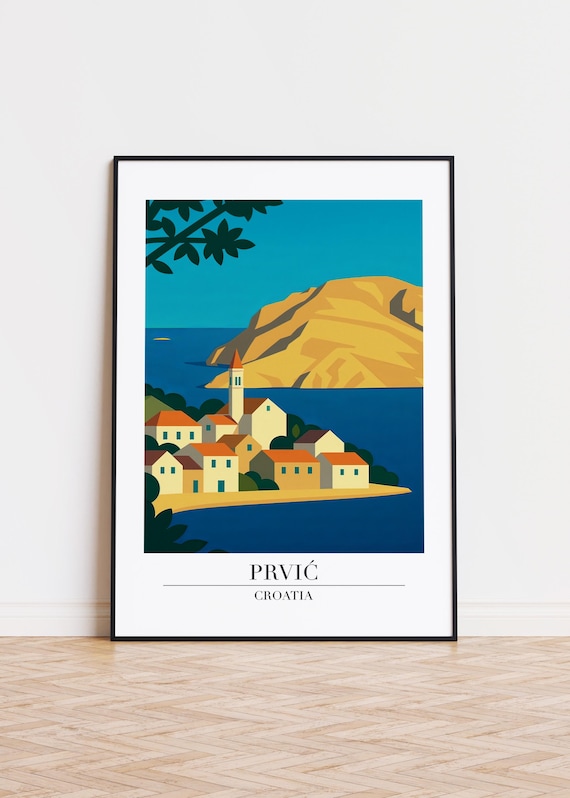 Prvi Island Poster Croatia Illustration Art Print