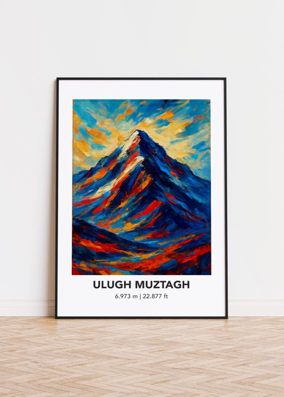 Ulugh Muztagh Poster Mountain Print Modern Oil Painting Style Art