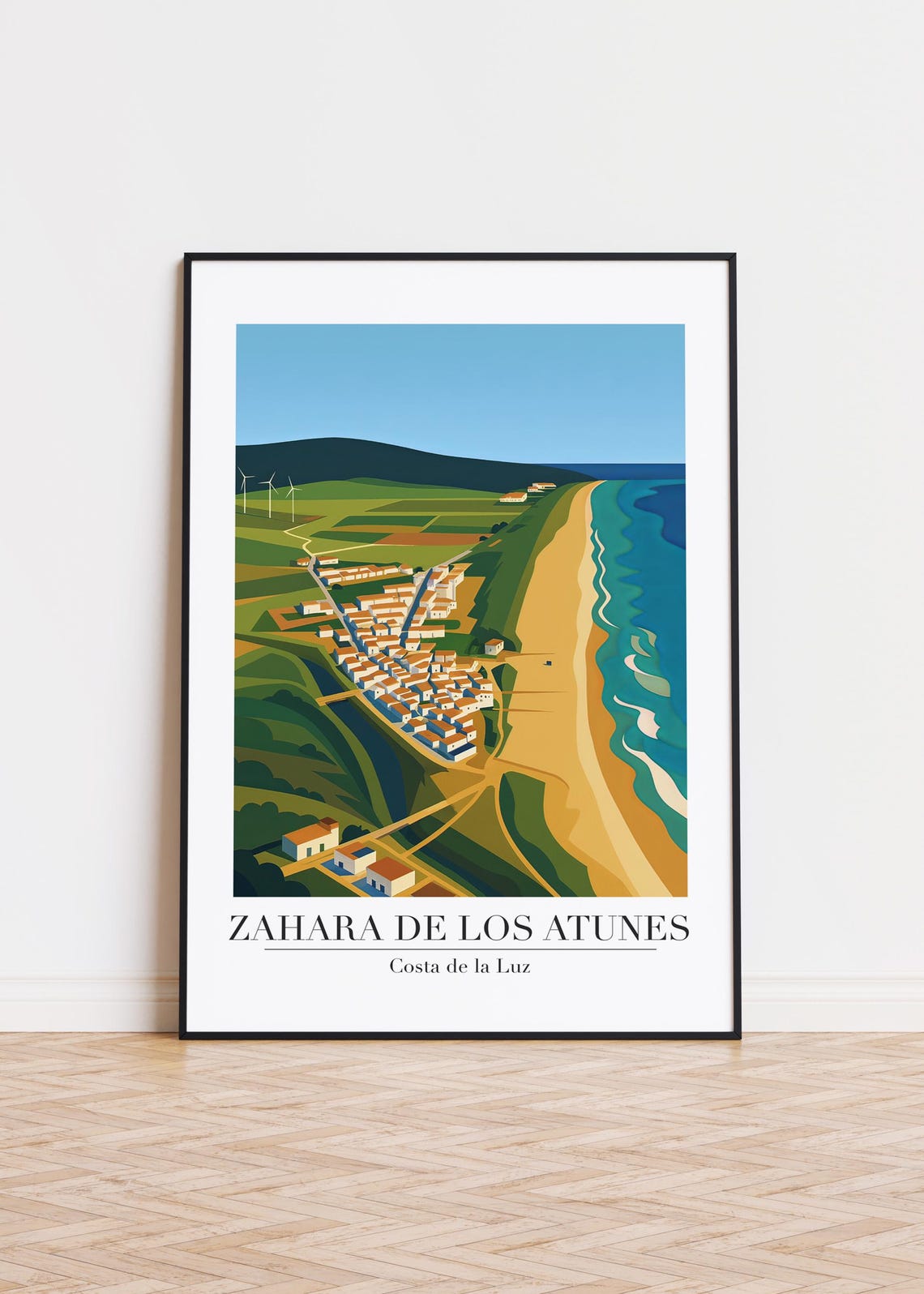 Zahara de los Atunes Coastal Town Beach Aerial View Art Poster