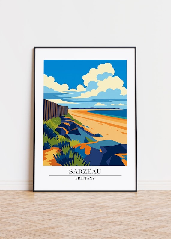 Sarzeau Brittany France Rocky Beach Coast Vintage Travel Poster