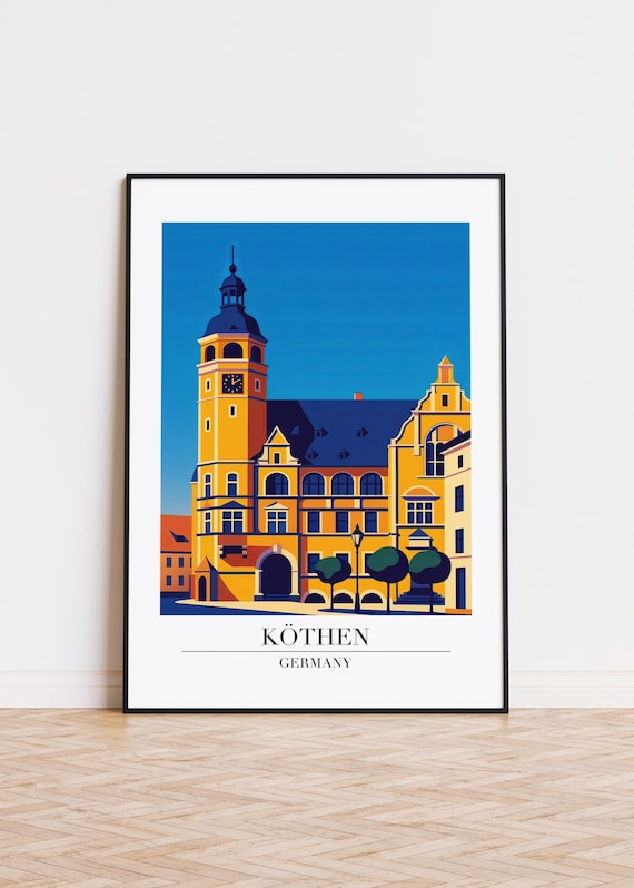 Kthen Germany Poster Modern City Illustration Art