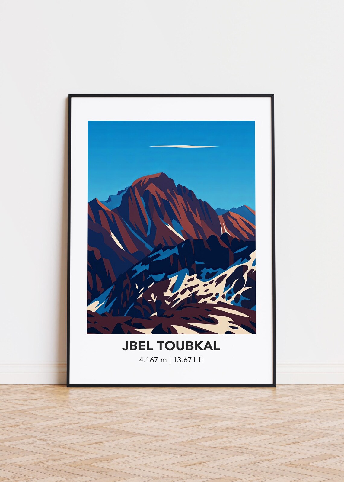 Jbel Toubkal Mountain Art Print Skyline Illustration