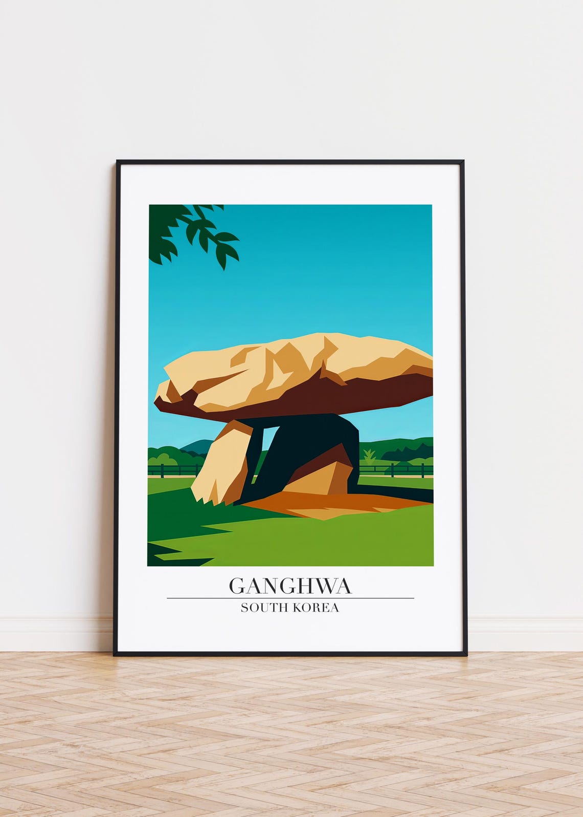 Ganghwa South Korea Ancient Stone Dolmen Minimalist Art Poster
