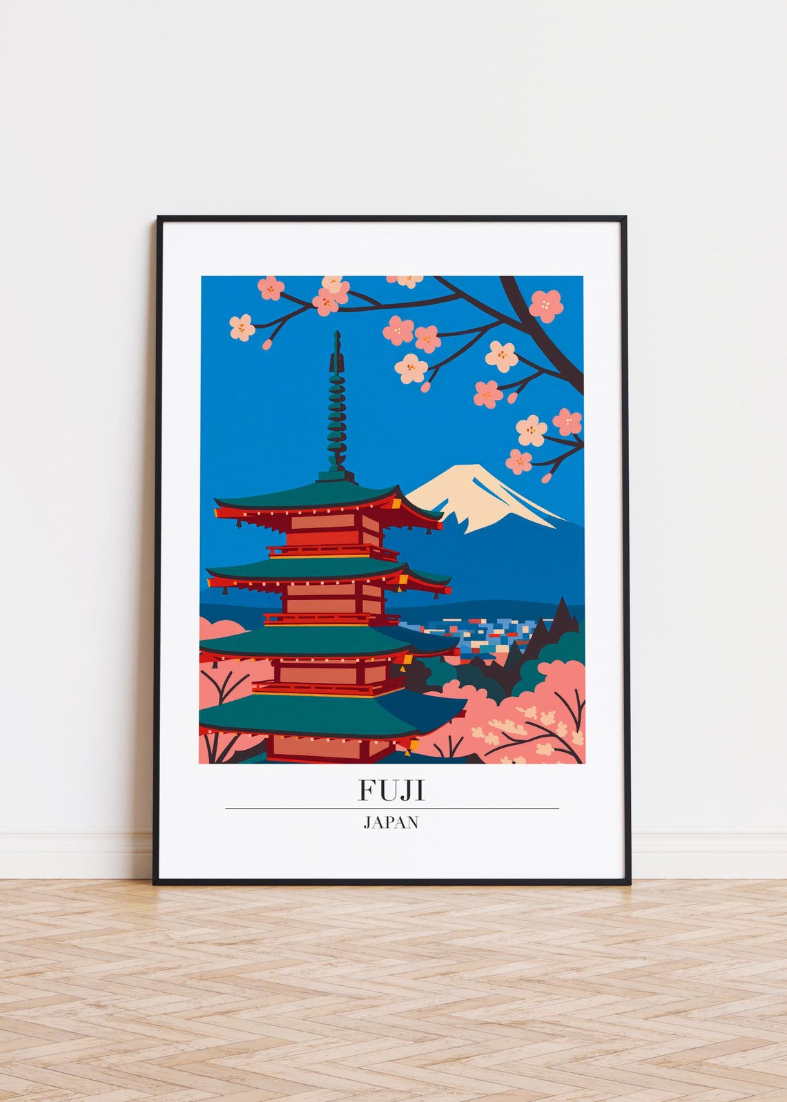 Fuji Cityscape Poster Modern Travel Art Print