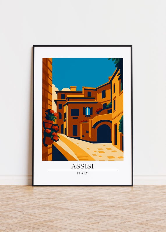 Assisi Italy Poster Print Cityscape Illustration