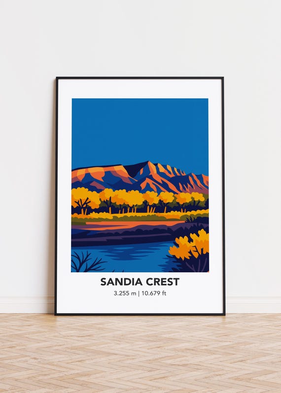 Sandia Crest Poster Print Illustration Art Mountain