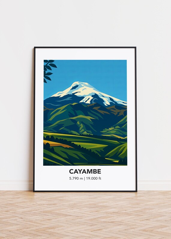 Cayambe Illustration Art Print Mountain Poster