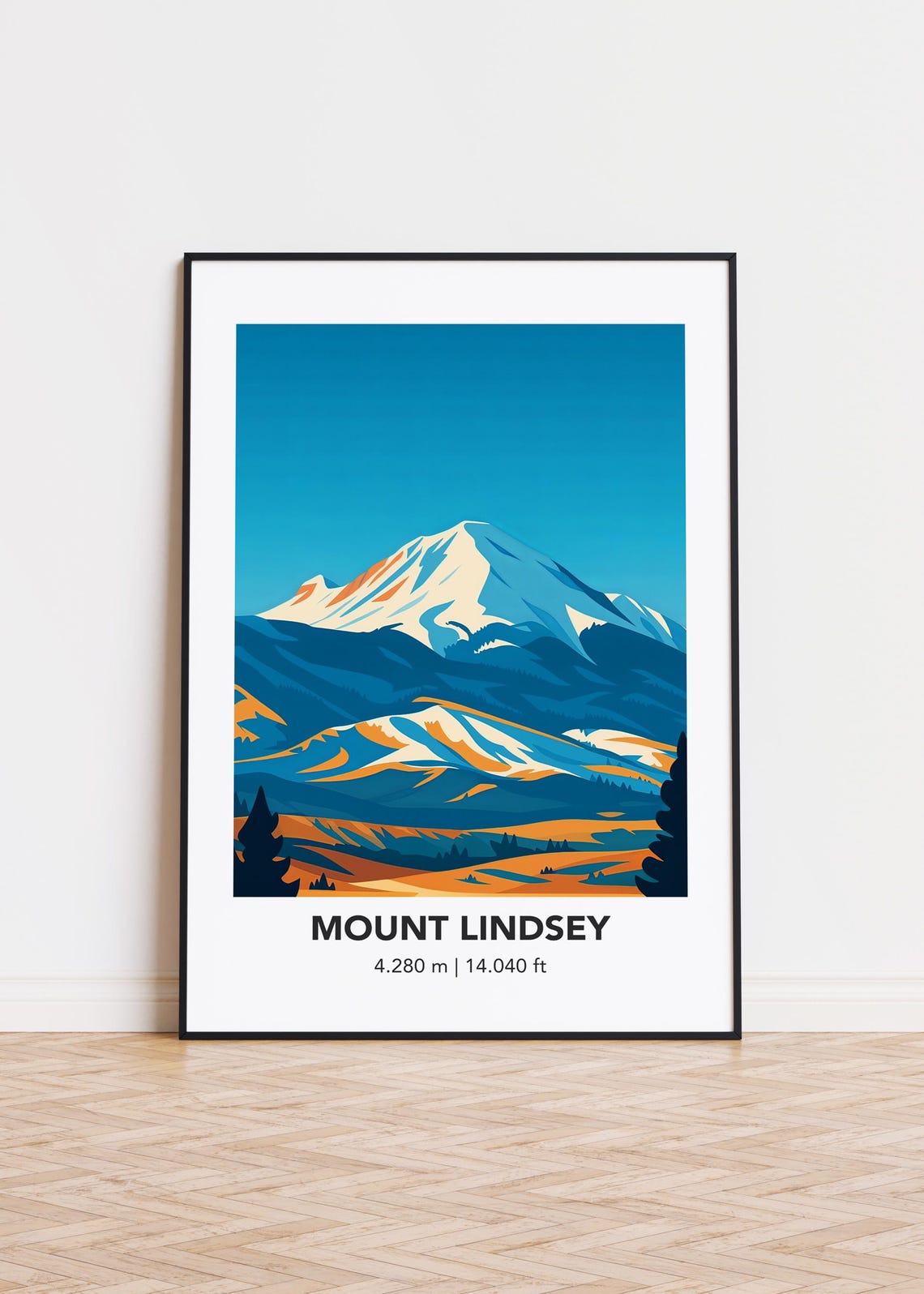 Mount Lindsey Snowy Summit Colorado Mountain Travel Art Poster
