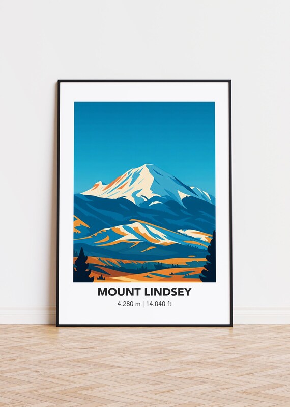 Mount Lindsey Snowy Summit Colorado Mountain Travel Art Poster