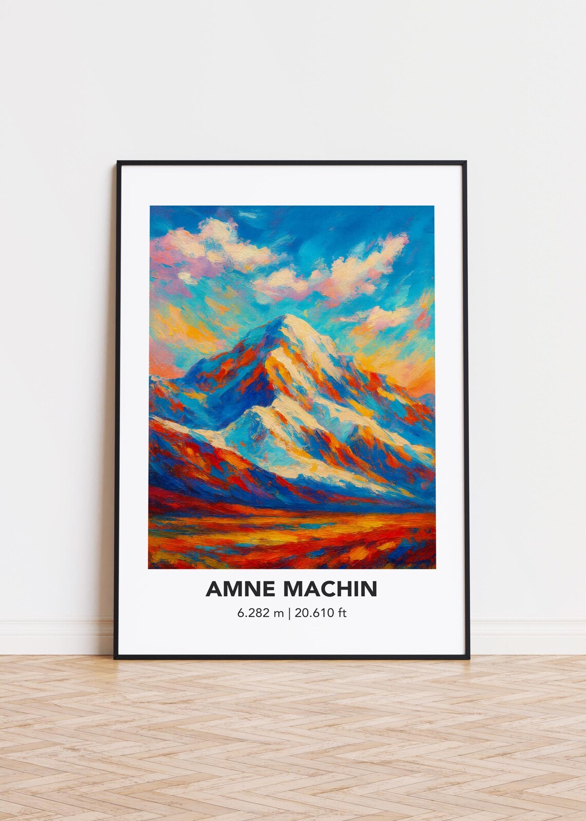Amne Machin Snowy Dome Warm Clouds Modern Oil Painting Style Peak Poster